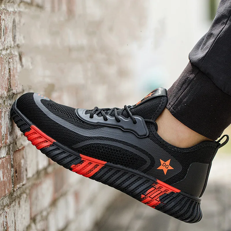 mens casual breathable steel toe covers work safety shoes worker summer tooling security boots brand designer footwear protect