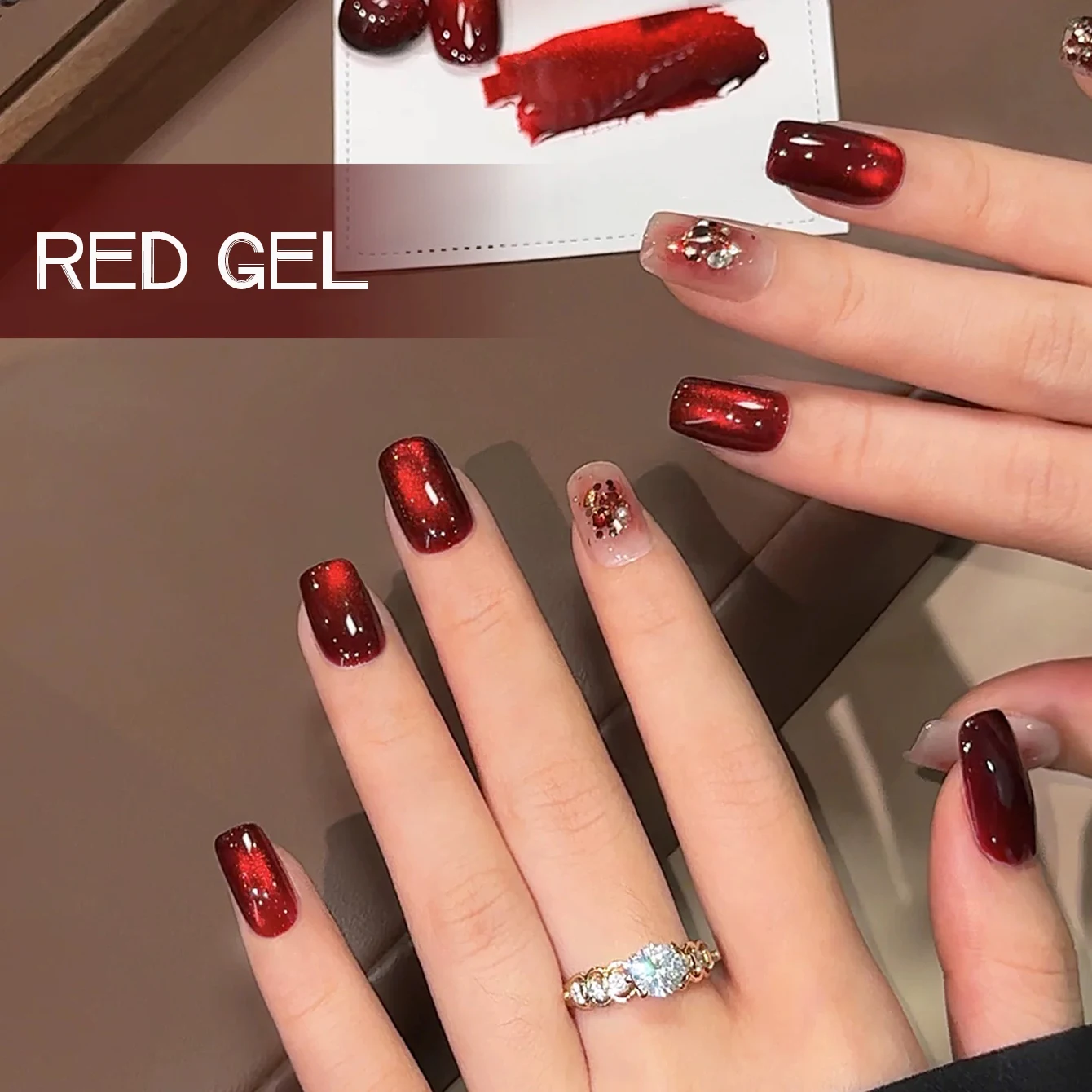 WS 6-Farben 10 ml rote Glasperle Katze Magnetgel Ultra Shine Semi Permanent Soak Off UV Gel Weihnachten Maniküre Nail Art Lack – Detail 11