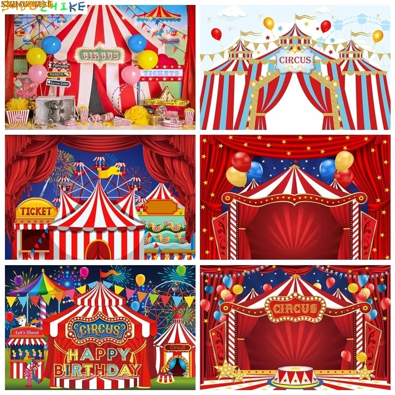 

Circus Backdrop for Photography Newborn Baby Birthday Balloon Ferris Wheel Party Decor Background Carnival Photo Studio Props