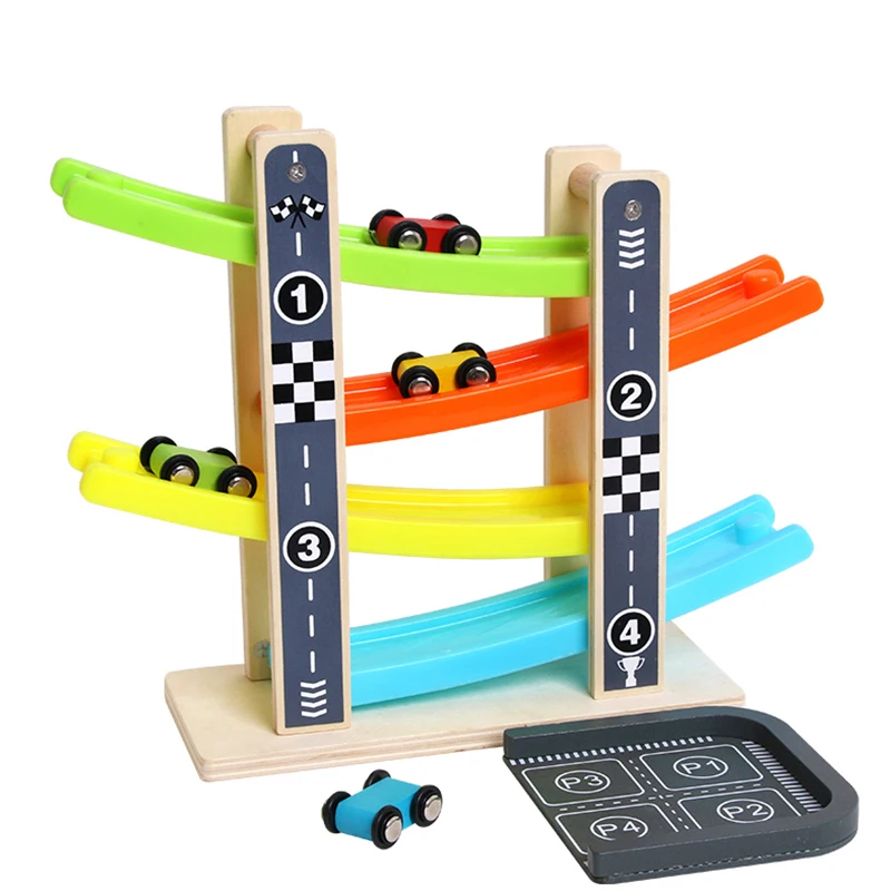 New Baby Car Wooden Toys Diecast Funny Speeding Cars Track Gliding Car Kids Educational Development Classic Gifts for Children
