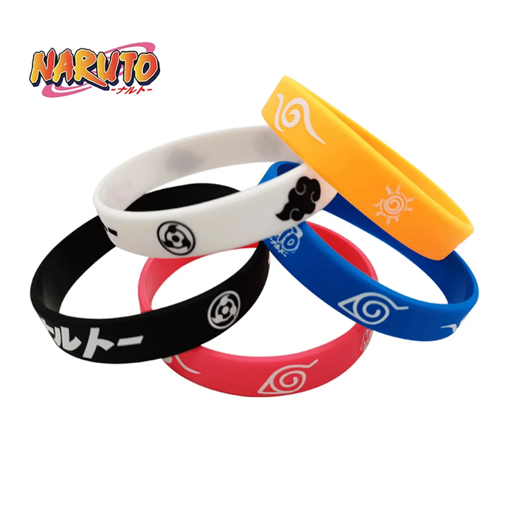 Цветной силиконовый браслет Наруто, Мультяшные аниме браслеты для мальчиков и девочек, игрушки, студенческий браслет, подарок