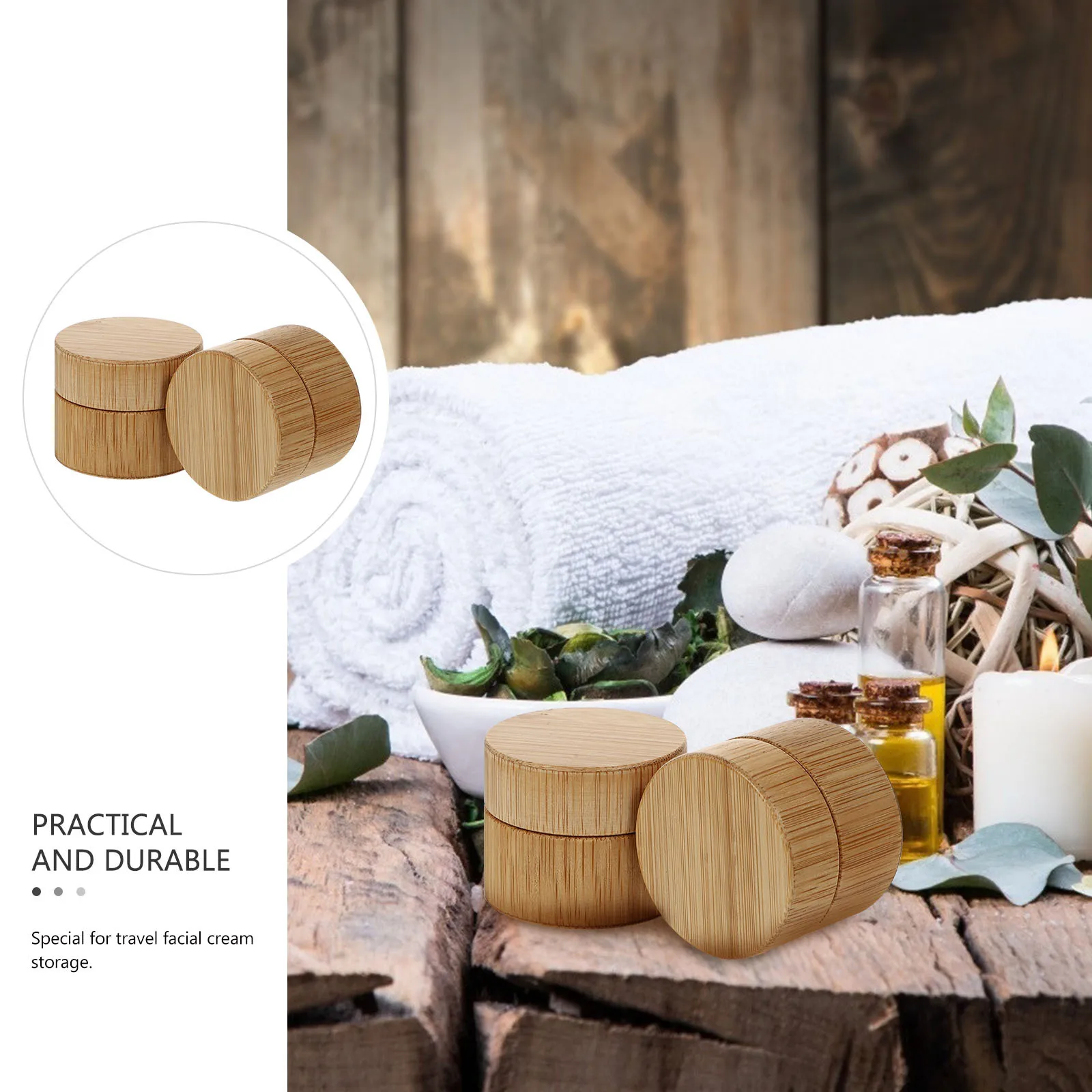 2 stücke Nachfüllbare Bambus Creme Gläser Leere Make-Up Sub Container Tragbare Lagerung Flaschen Für Reise Gesicht Creme Lotion