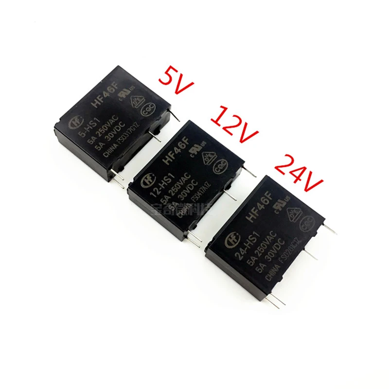 5PCS/Lot  Relay  HF46F-5 12 24-HS1  5A  250VAC  4PIN