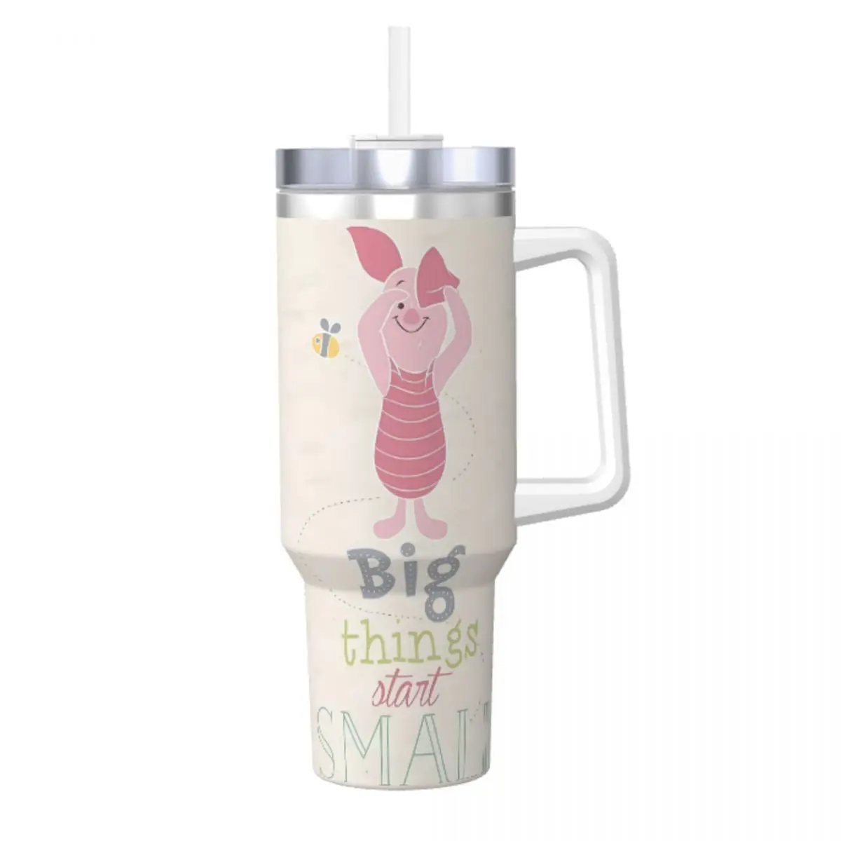 Stainless Steel Tumbler Winnie The Pooh Piglet Mugs Cup With Straws Camping Hot Drinks Water Bottle Portable Thermal Mug