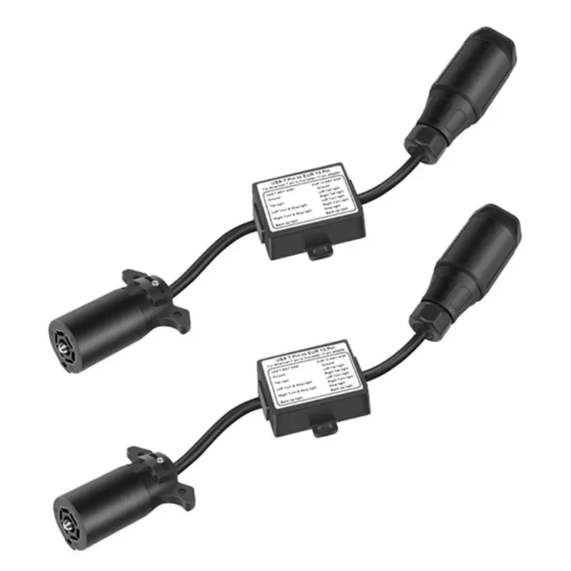 

Преобразователь фаркопного разъема Prominent USA для европейских прицепов: 7-контактный плоский разъем (для американских автомобилей) в 13-контактный круглый разъем (для европейских прицепов)