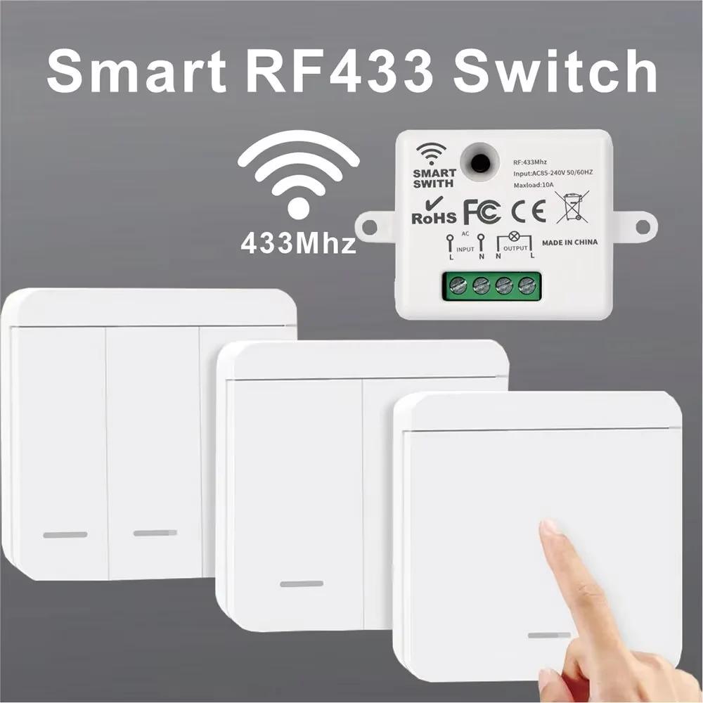 

Wireless Smart Switch Light 433MHz 1/2/3Gang 86 Wall Panel Switch with Remote Control Interruptor 10A 110V 220V For LED Lamp