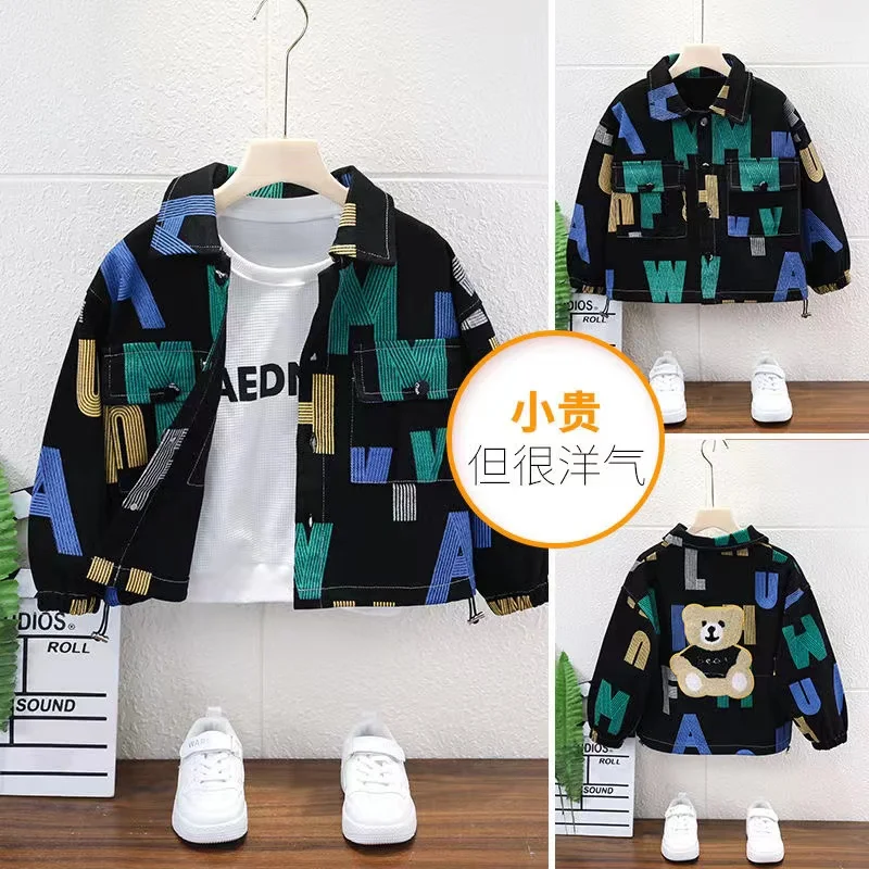 Spring Autumn Kids Jacket For Boys Demin Outerwear Children Bear Jeans Coats Boys GirlsCostume 24M-10Y 2024 New Kids Clothing