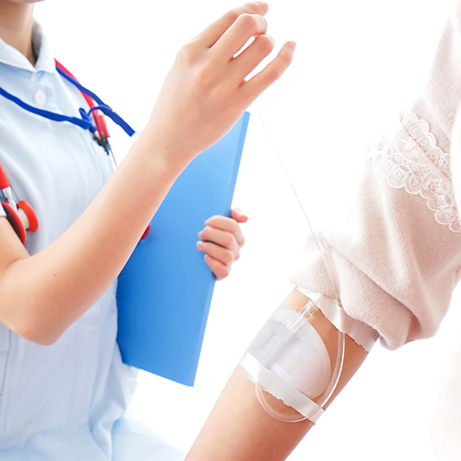 

10pcs Catheter Fixation Sticker Disposable Tube Holder Strong Adhesion Universal Size Suitable For Most Catheters Tubes Light