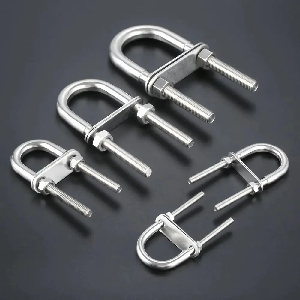 1Pcs New Bow Stern Marine U-bolt Screw Pads Metal Boat Hardware 304 Stainless Steel with Nut Eye Rope Rigging Yacht Accessories