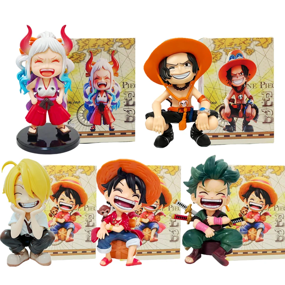 Heißer Q-Version One Piece Sitzende Luffy-Figur (Suo Long Shan Zhi) aus PVC – Desktop-Spielzeug, Anime-Ornament, Geburtstagsgeschenk