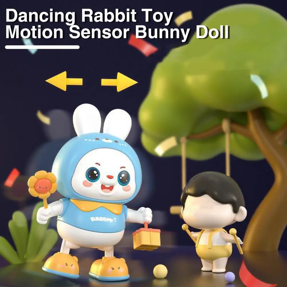 Early Education Toy Adorable Battery-powered Dancing Rabbit Toy with Light for Early Education Cartoon Bunny Doll for Kids