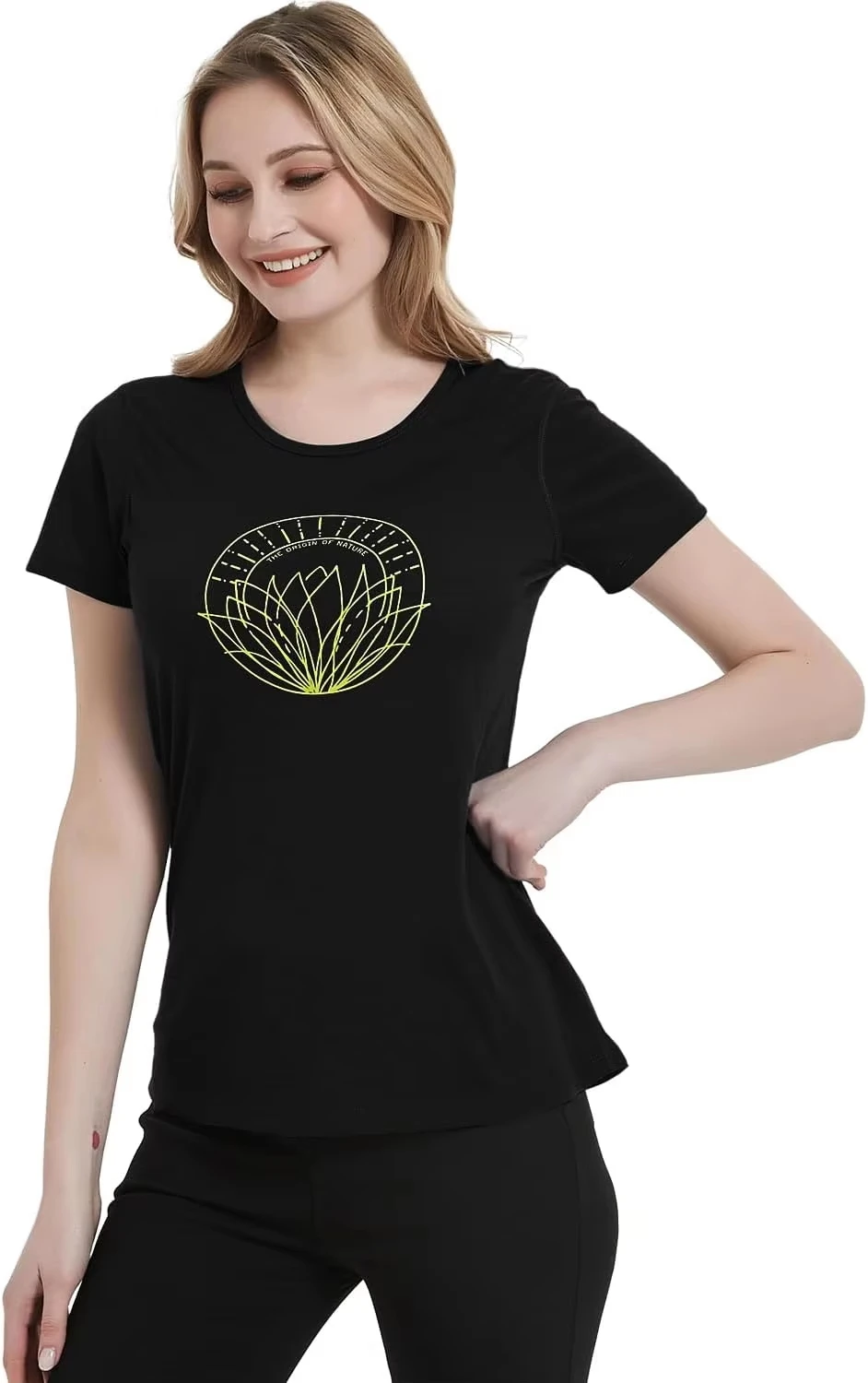 METARINO T-Shirt aus Merinowolle für Damen, kurzärmelig, leicht, Rundhalsausschnitt, Basisschicht-T-Shirt zum Wandern, Sport