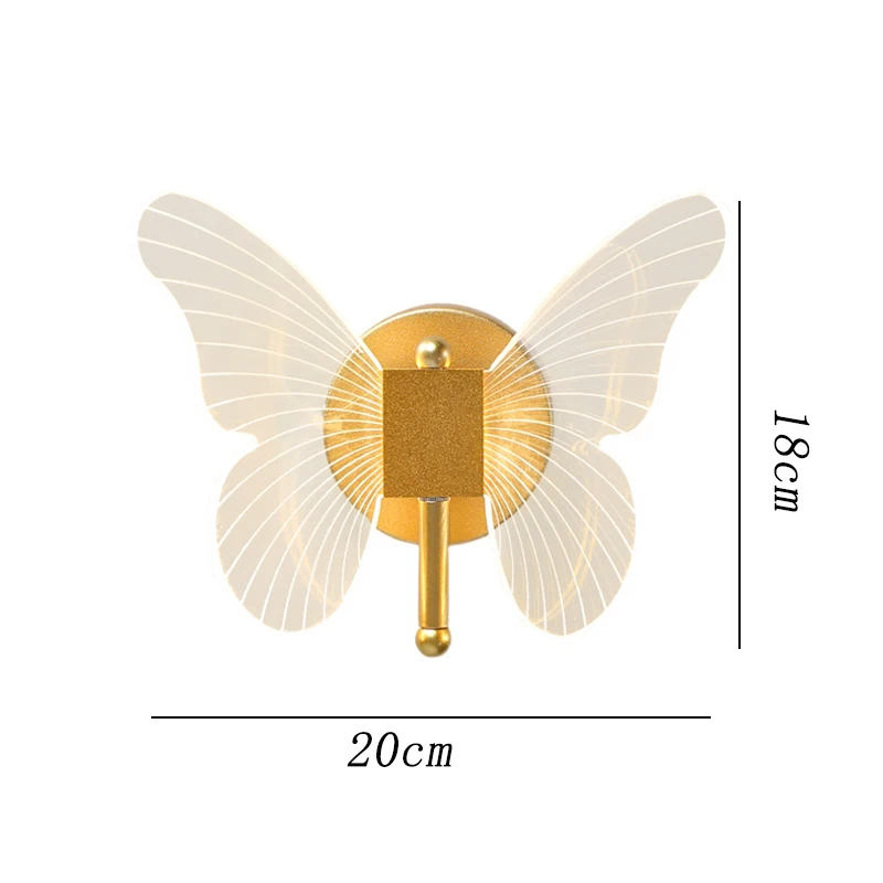 Lampu Dinding kupu-kupu kreatif Nordik LED ruang tamu kamar tidur dinding samping tempat lilin lorong tangga perlengkapan pencahayaan dekorasi rumah