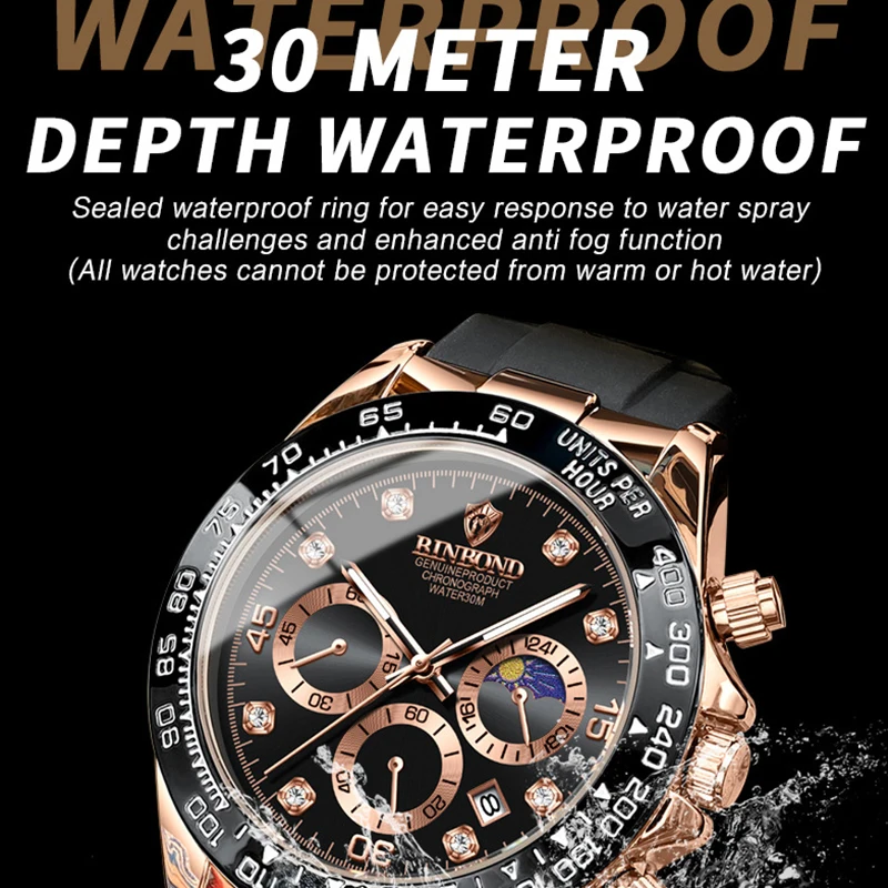 Men's Quartz Watch with Moon Phase