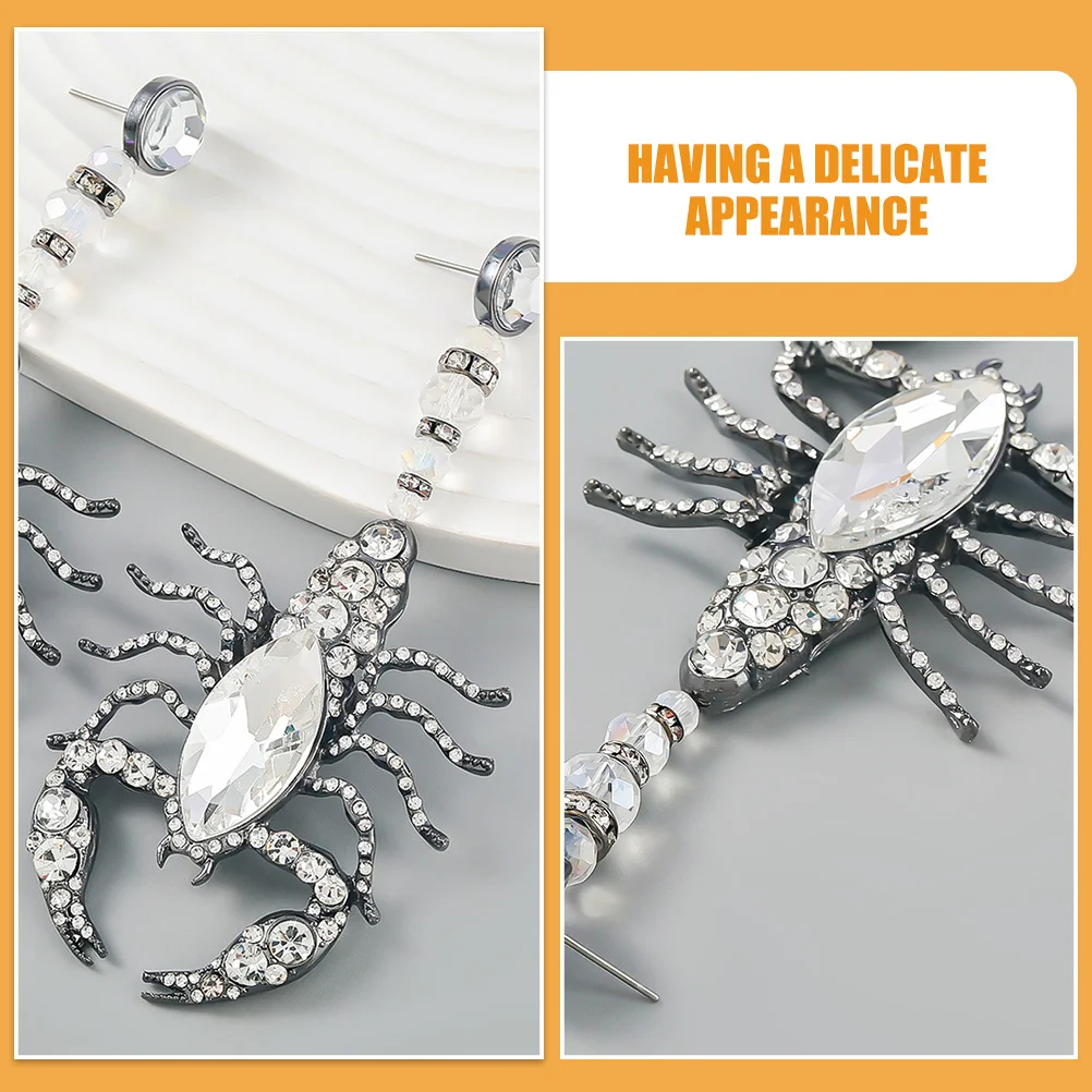

1Pair Scorpion Earrings Rhinestone Dangling Elegant Animal Jewelry for Women Trendy Fashion Gift Festival Ceremony