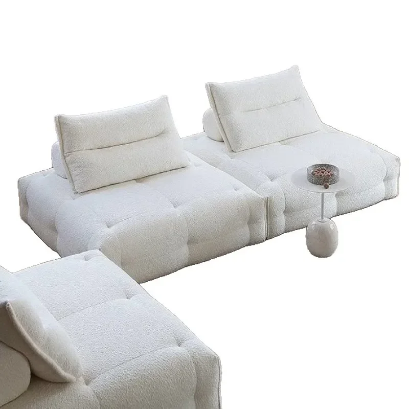 

Living room cream wind module sofa design small apartment modern simple tofu block fabric sofa