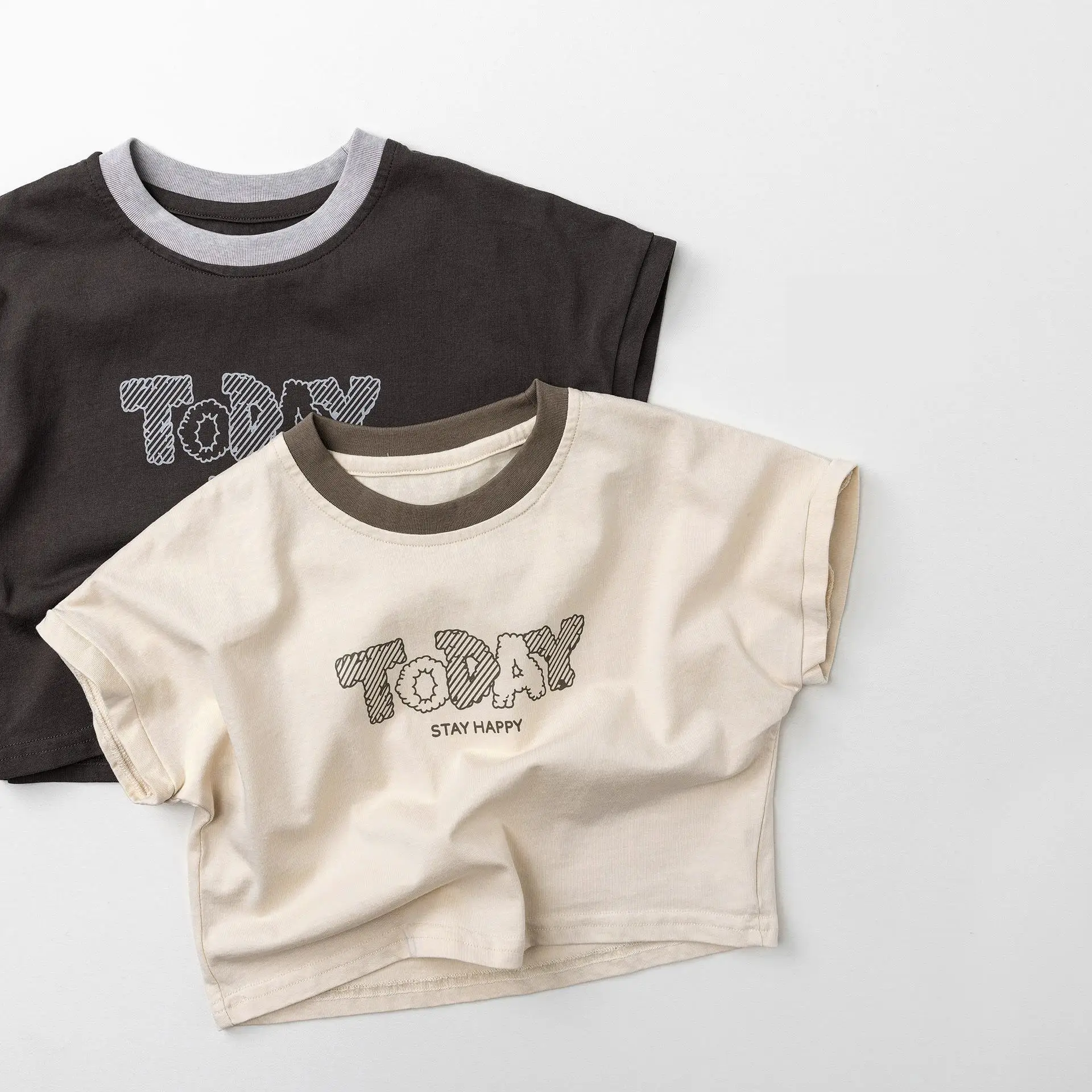

2026 Summer New Children Short Sleeve T Shirts Boys Cotton Casual Tops Baby Girls Letter Print Tee Kids Toddler Clothes