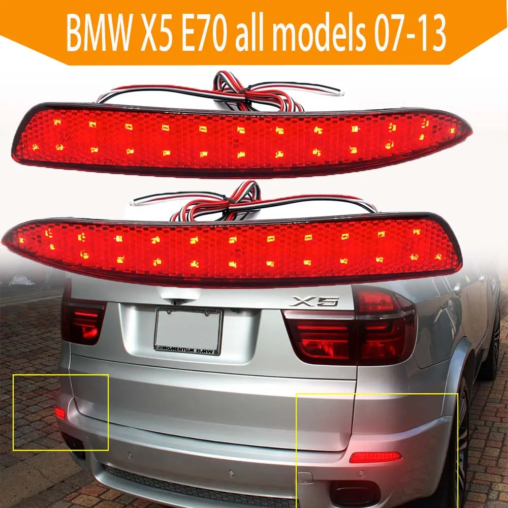 

2 шт. задний предупредительный стоп-сигнал для 2007-2010 BMW E70 X5 RED Lens 48-SMD светодиодные стоп-сигналы заднего бампера