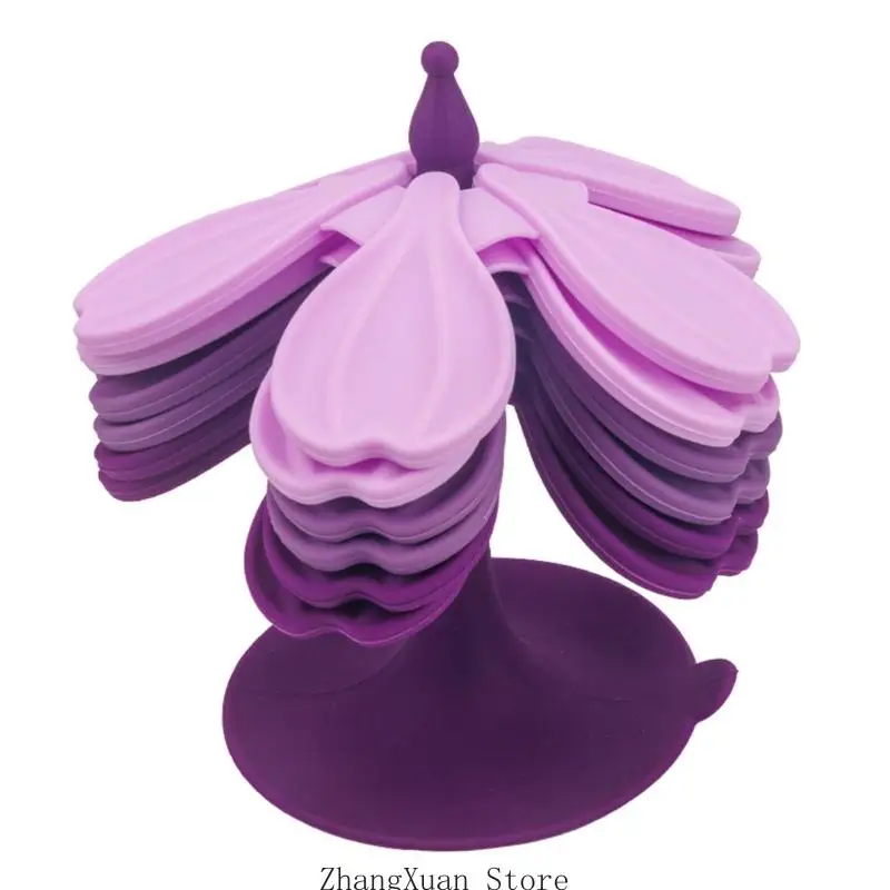 Folding Kitchen Counter Flower Trivet Set with Center Stand for Daily Meals 3XUF