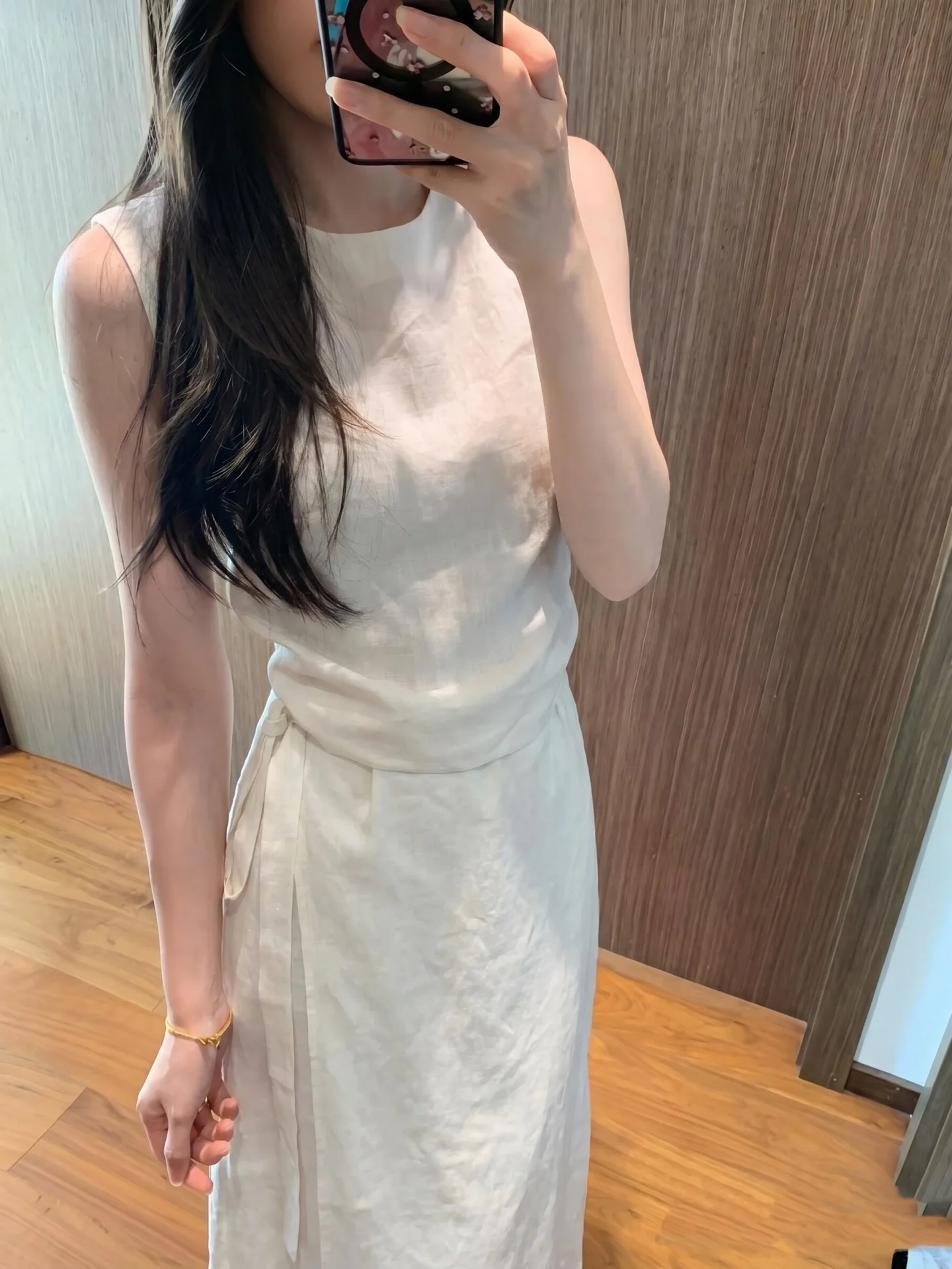 

Elegant White Sleeveless Vest Dress Women's Summer Commute High Waist Tie Beautiful Long Skirt Breathable Comfortable A-Line ...