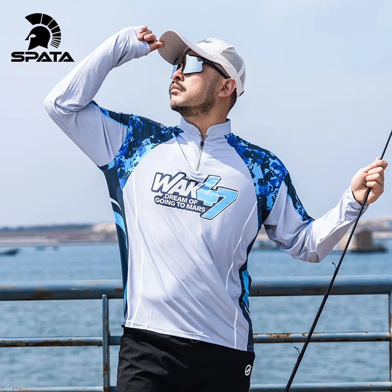 

SPATA 2025 New Man Sunscreen lure Jerseys Anti-UV Sun Protection Moisture-Wicking Breathable Quick -Dry Outdoor Fishing Shirts