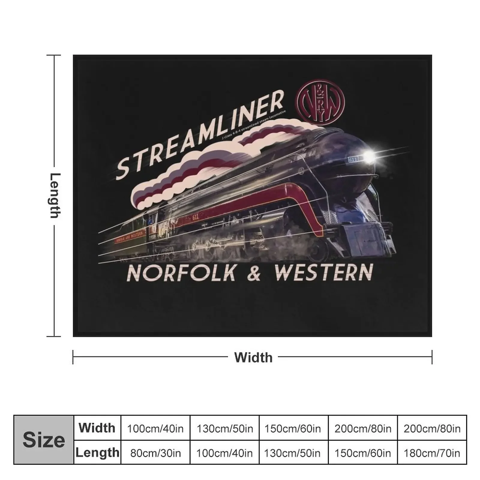 The Gorgeous Norfolk and Western Streamliner Steam Train Locomotive Engine Throw Blanket blankets ands Softest Blankets