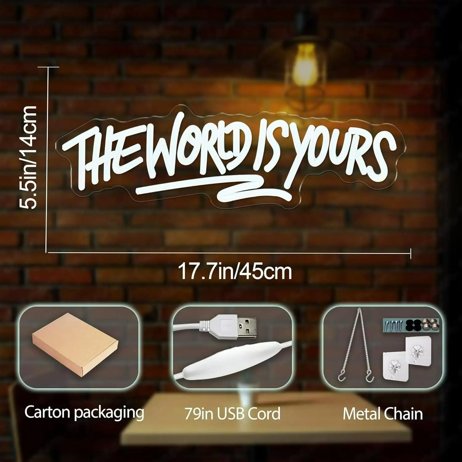 The World is Yours Neon Sign USB Powered Dimmable LED Lights for Bedroom Game Room Beer Bar Wedding Birthday Party Wall Decor - view 5