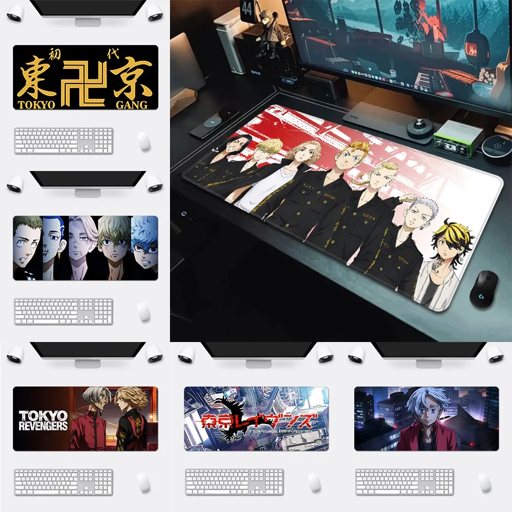 Anime Boys Group In Black Uniform Pattern Game Mousepad Large Pads Rubber Mouse Mat MousePad Desk Gaming Mousepad Cup Mat