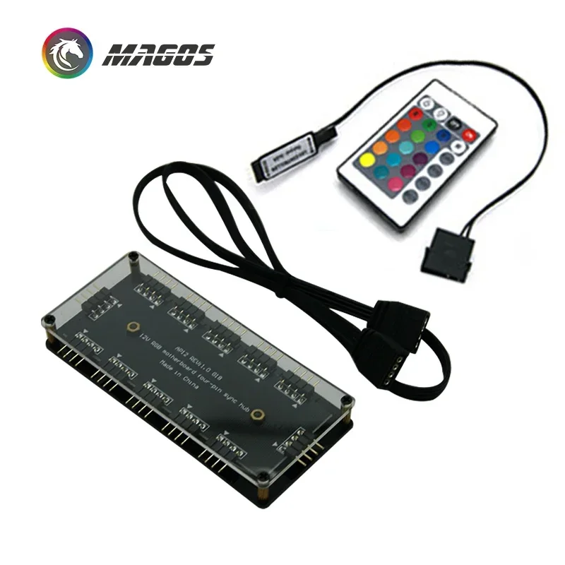 

Разветвитель RGB-концентратора 1-10 12 В 4-контактный/5 В 3-контактный для светодиодов/вентиляторов Expand Transfer Поддержка ASUS/MSI/Gigabyte/AsRock AURA SYNC