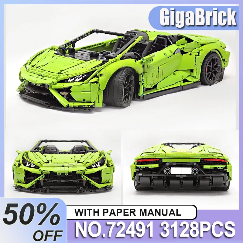 MOC técnico 72491, coche súper deportivo coleccionable, modelo de vehículo personalizado, bloques de construcción de ladrillo, juguete DIY, montaje, regalo de Navidad para niños