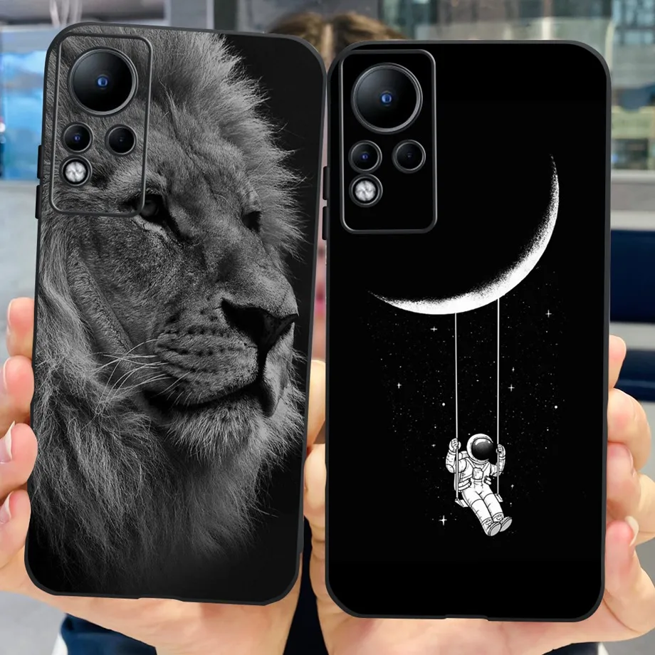 Lovely Cat Dinosaur Case For Infinxi Note 11 2021 X663 Bumper Infinix Note 12 2022 X663 G88 Cover Shell Black Soft Silicone Capa