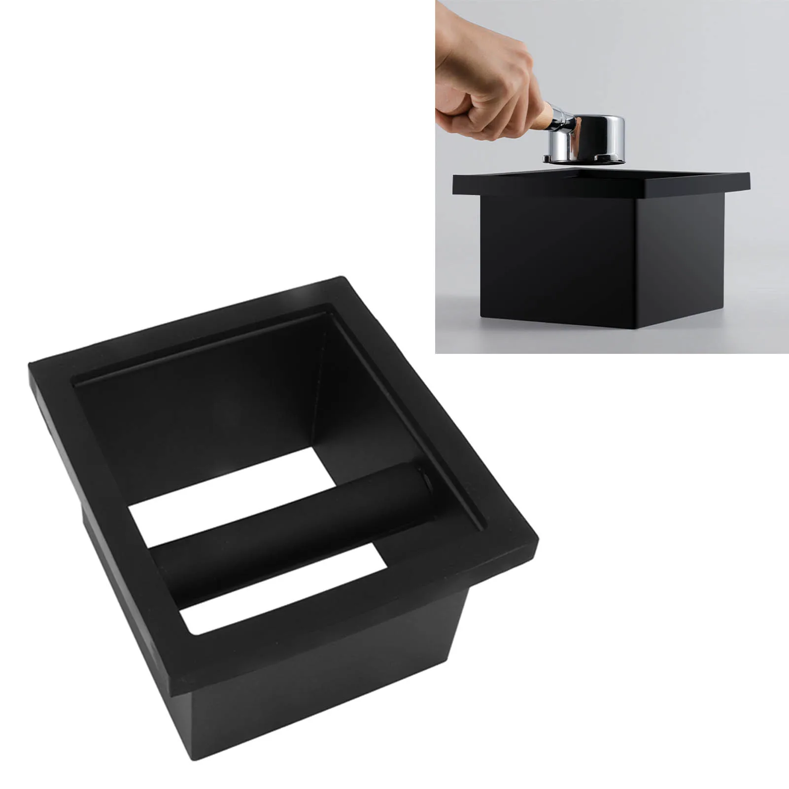 Coffee Ground Knock Box Chute Stainless Steel Built in Desktop Bottomless Knocking Slag Bucket Detachable Rubber Rod for Home