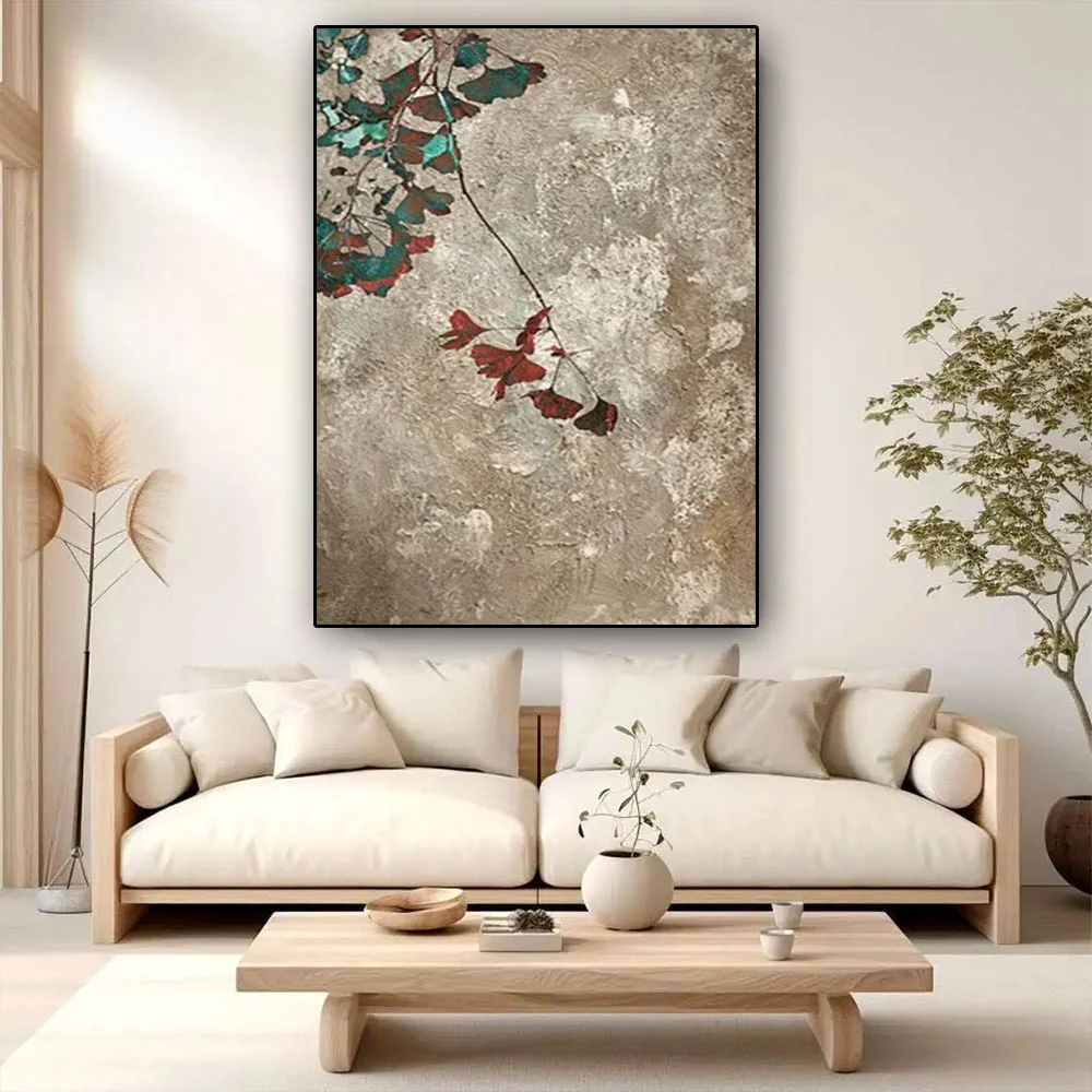 

100% hand drawn leaves abstract oil painting original wall painting home living room decoration paint interior aesthetics
