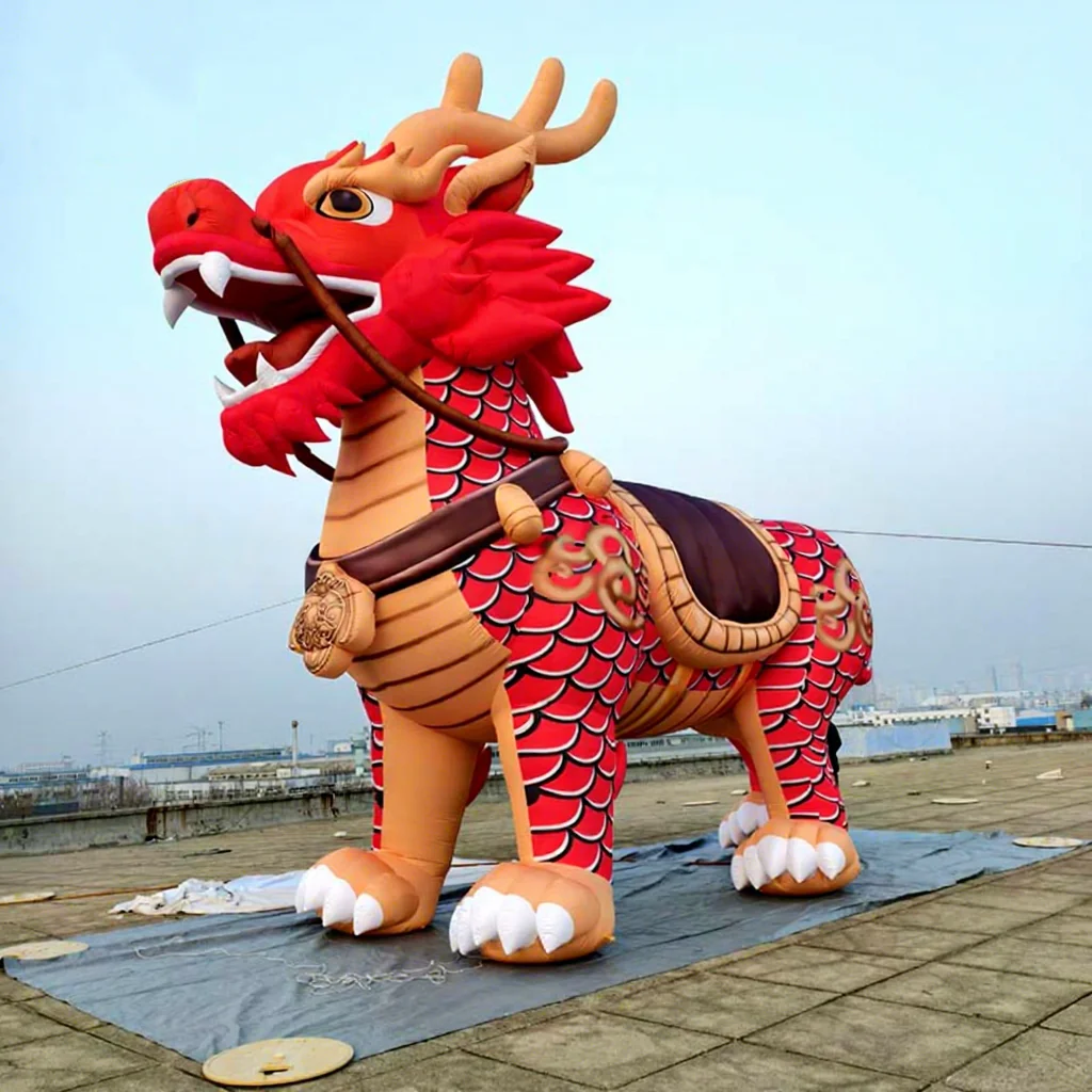 Giant Inflatable Dragon/Tradional Kirin Outdoor Festival Decoration Luck Wealth Symbol for Store Openning Event Advertise Props