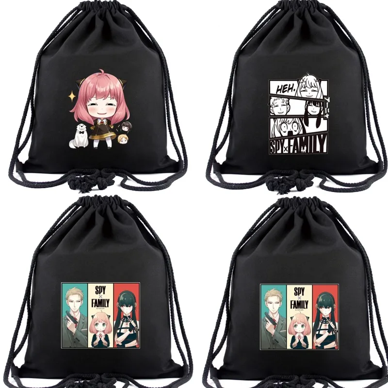 

Anime Spy X Family Creative Peripheral Cartoon Drawstring Backpack Cartoon Student Canvas Bag Minimalist Backpack Storage Bag