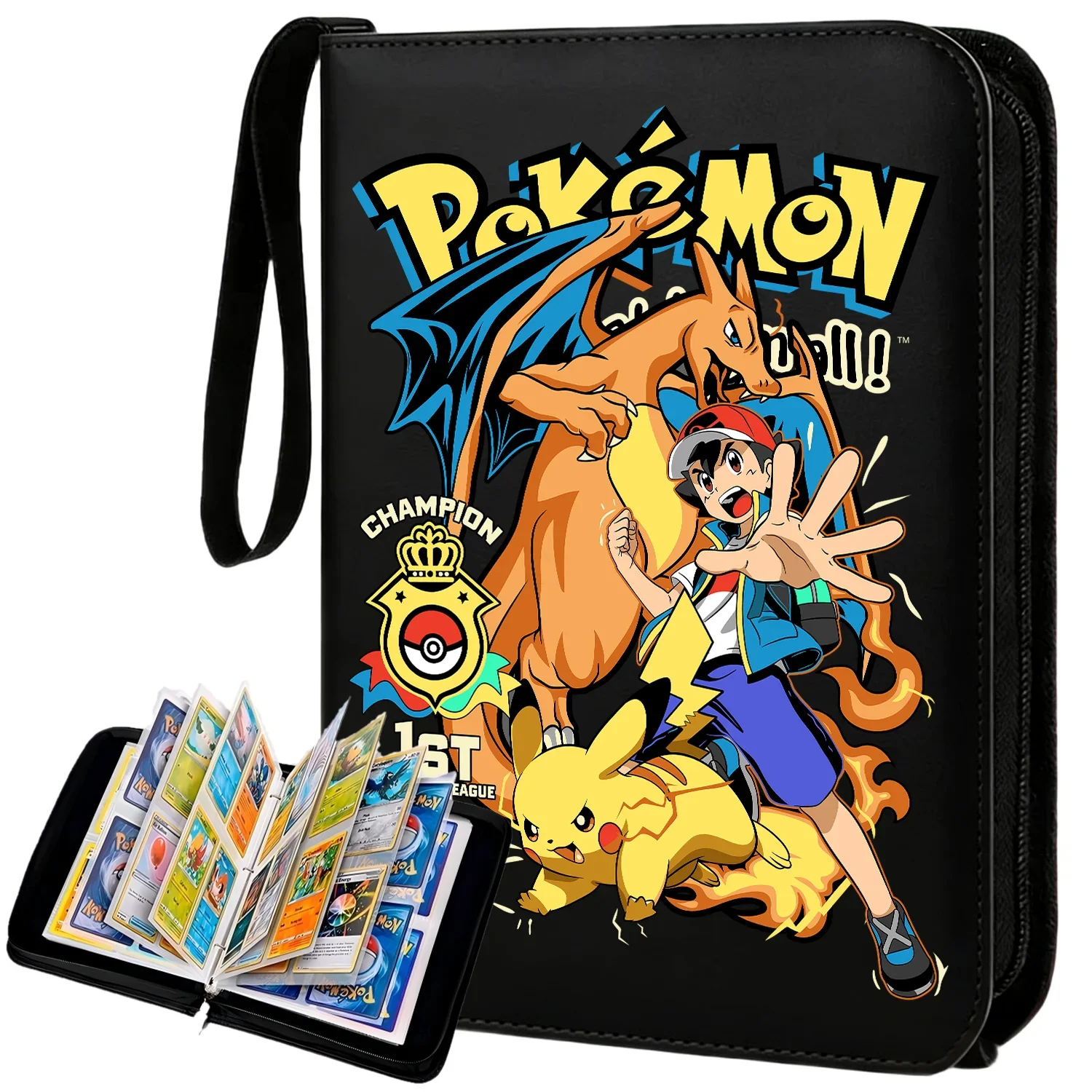 ⭐️ Álbum com Zíper para 400 Cartas Pokémon, Pasta Organizadora, Livro de Armazenamento para Exibição de Charizard, Protetor de Cartas para Coleção de Jogos