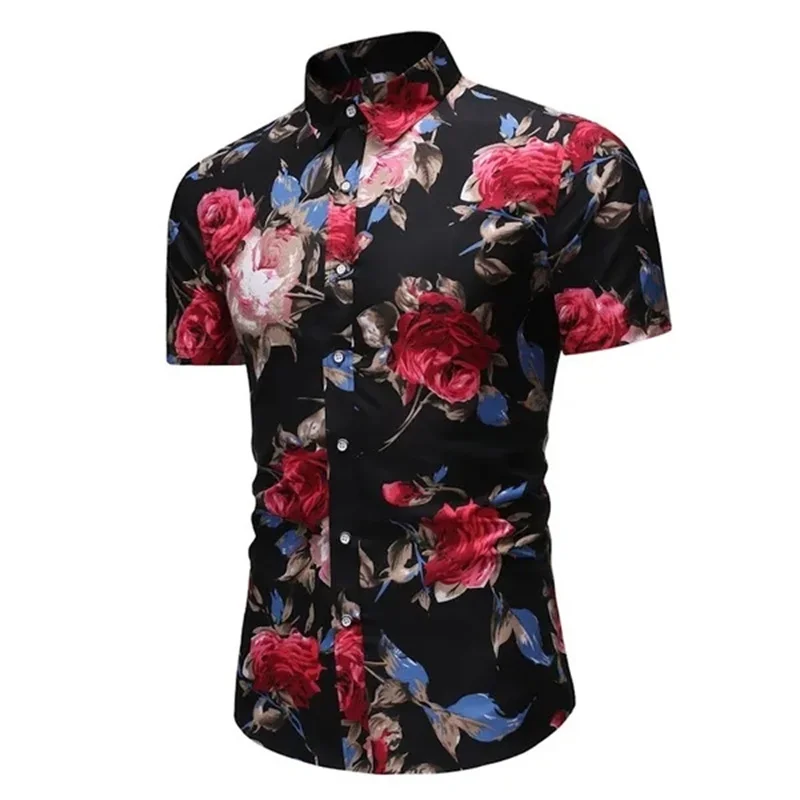 

Hawaiian Men Shirt Floral Print Mens Summer Shirts Streetwear Loose Casual Short Sleeve Shirt Mens Tops Luxury Vacation Shirts