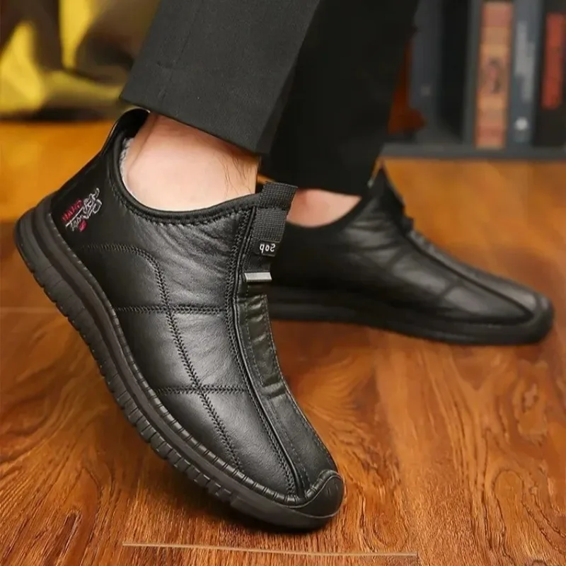 남성용 스노우 부츠 2025 겨울 편안하고 따뜻한 남성용 신발 두꺼운 방수 미끄럼 방지 두꺼운 워킹 부츠 남성용 신발