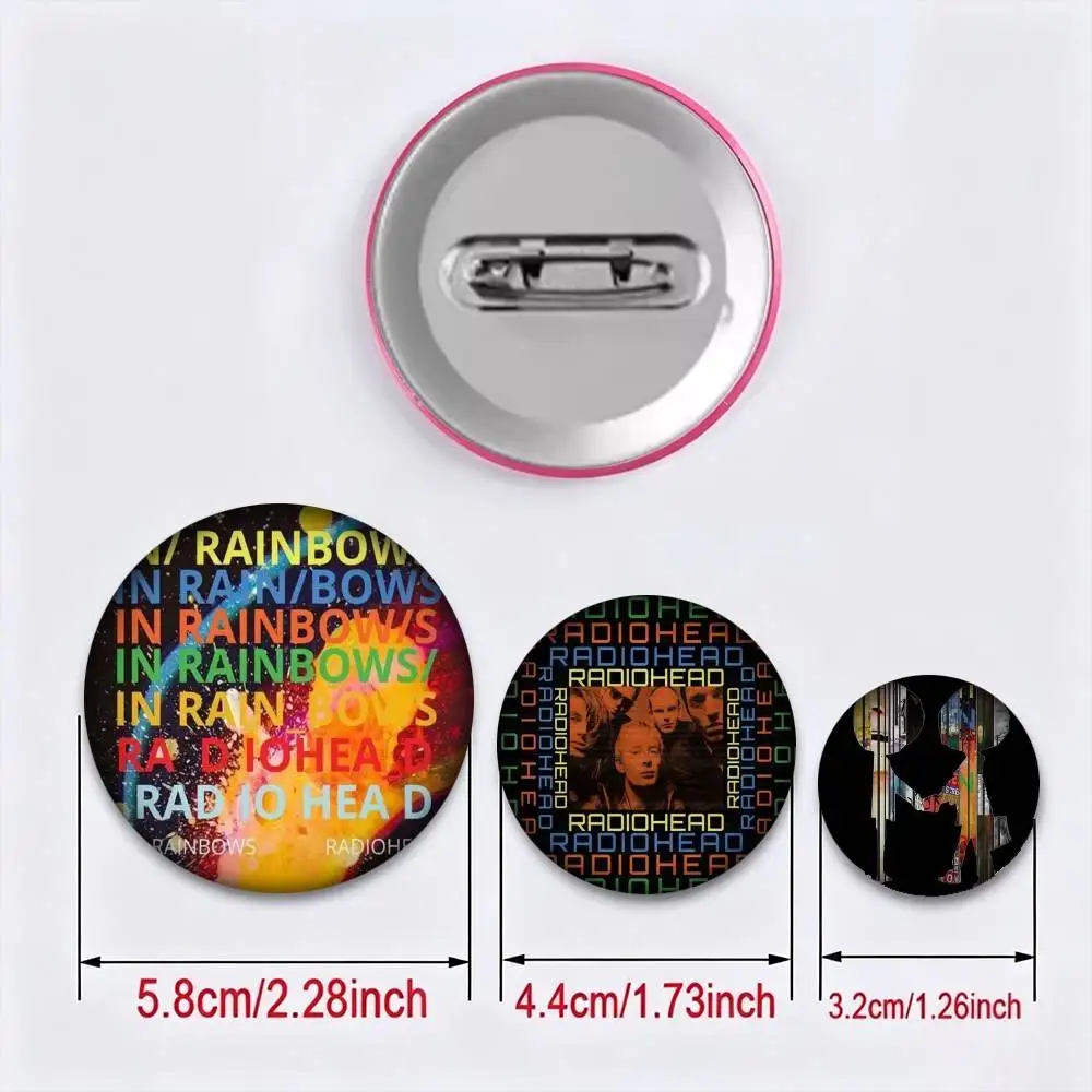 R-Radiohead Band Rainbow 25 32 44 58 75mm Badges Personalized Round Brooches Pins Accessory Gift