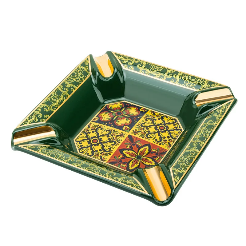 Large Cigar Ashtray 4 Slots Luxury Ceramic Ashtray Creative Cigarrate Ash Tray Home Living Room Cigar Accessories