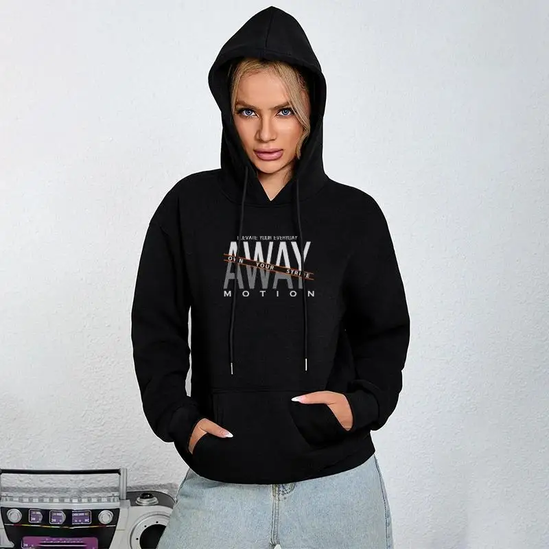 

Letter Print Hoodie, Drawstring Fashion Hooded Sweatshirt For Winter & Fall, Women's Clothing