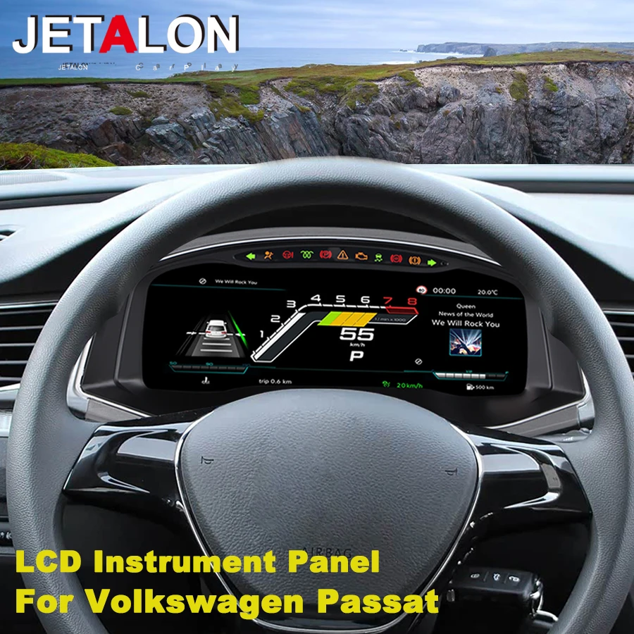 Nouveau tableau de bord LCD Carplay 12,3 pouces pour Volkswagen Passat 2016-2018, compteur de vitesse numérique, cockpit virtuel