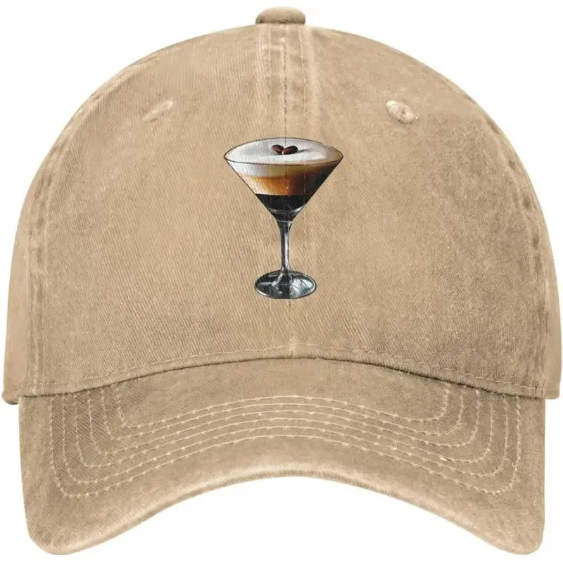 Cocktail Washed Baseball Cap Coffee Drink Graphic Dad Hat Adjustable Casual Unisex