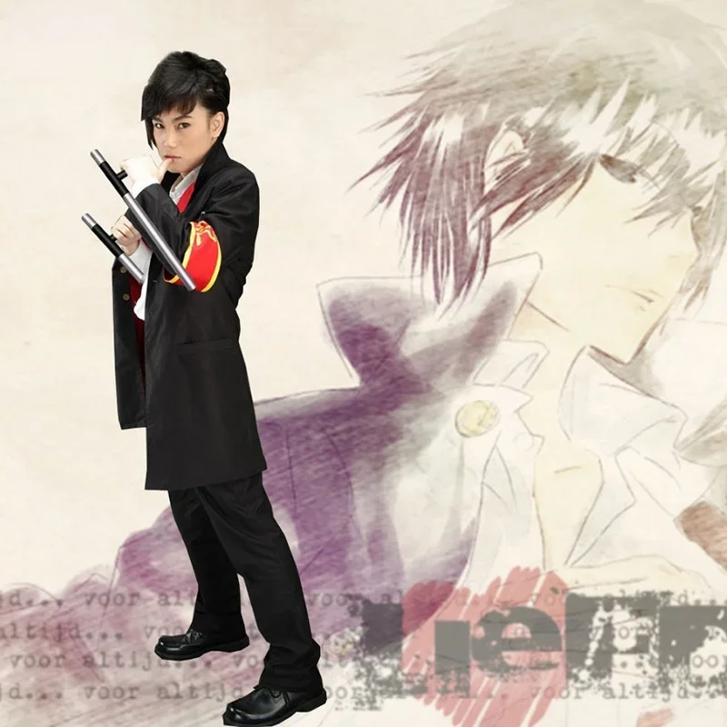 

Anime Katekyo Hitman Reborn Hibari Kyoya Overcoat Cosplay Customize Size