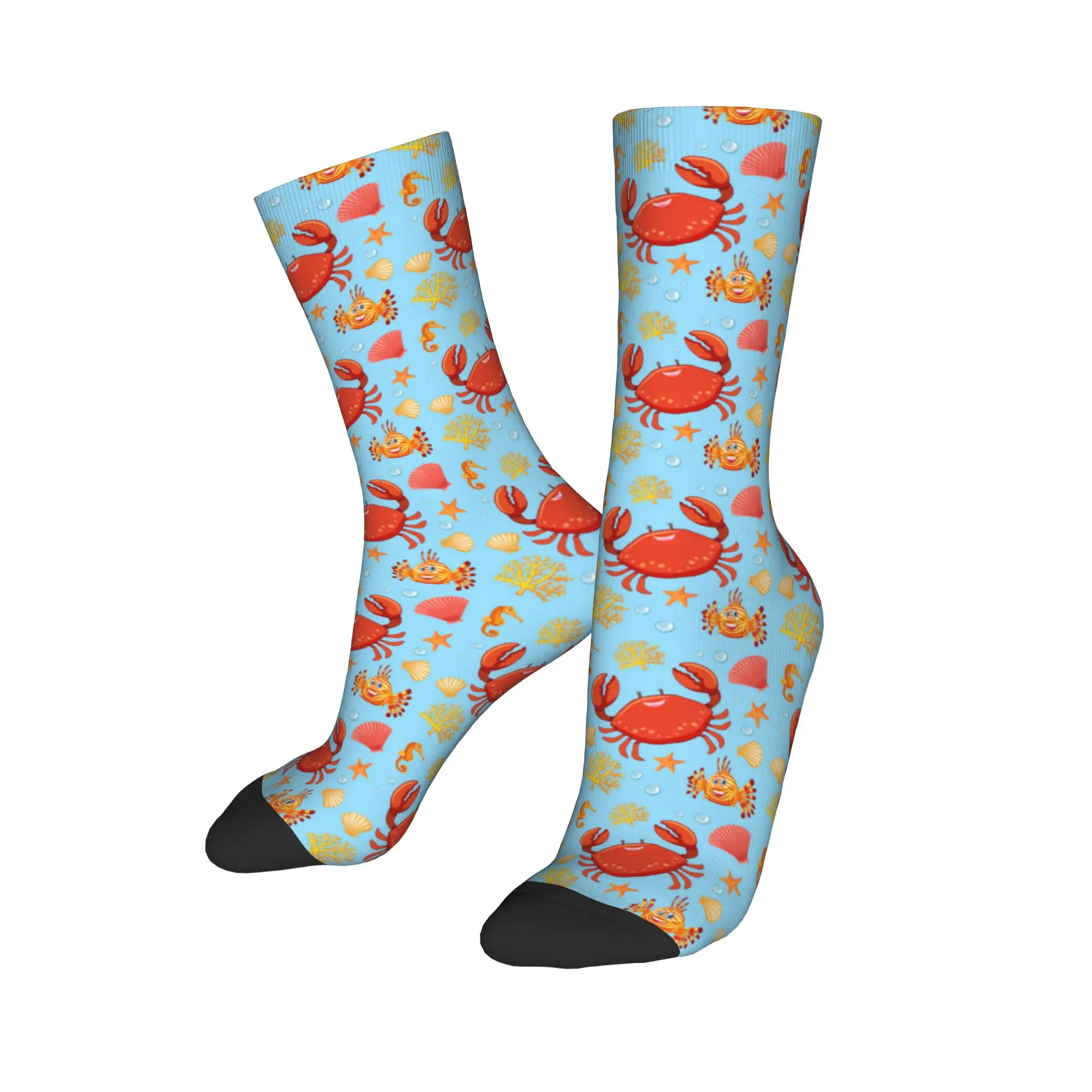 Women Men Socks Colorful sea creatures and shells  Stockings Autumn Casual Breathable Socks Printed Running Non Skid Socks