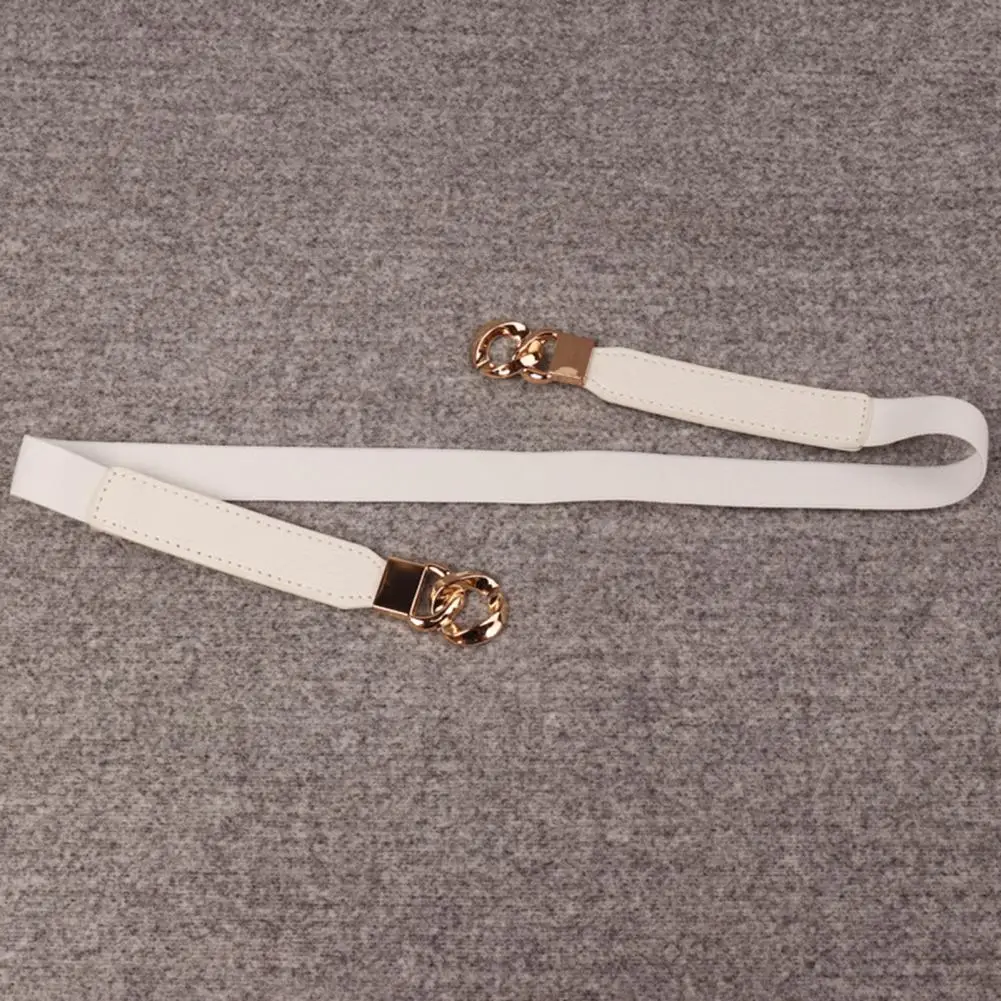 

Sweater Belt Elastic Band Women's Belt with Metal Chain Buckle for Dress Sweater Adjustable Imitation Leather Waist for Tight