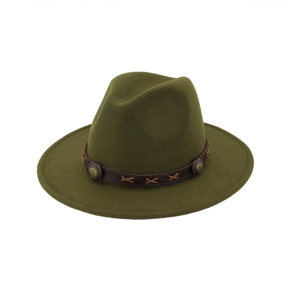 SHOWERSMILE-Chapeau Fedora pour Homme et Femme, Chapeau en Feutre Trilby avec Ceinture en Cuir, Chapeaux Jazz Vintage à Large Bord, Casquette Rétro, Nouveau Design, Marine