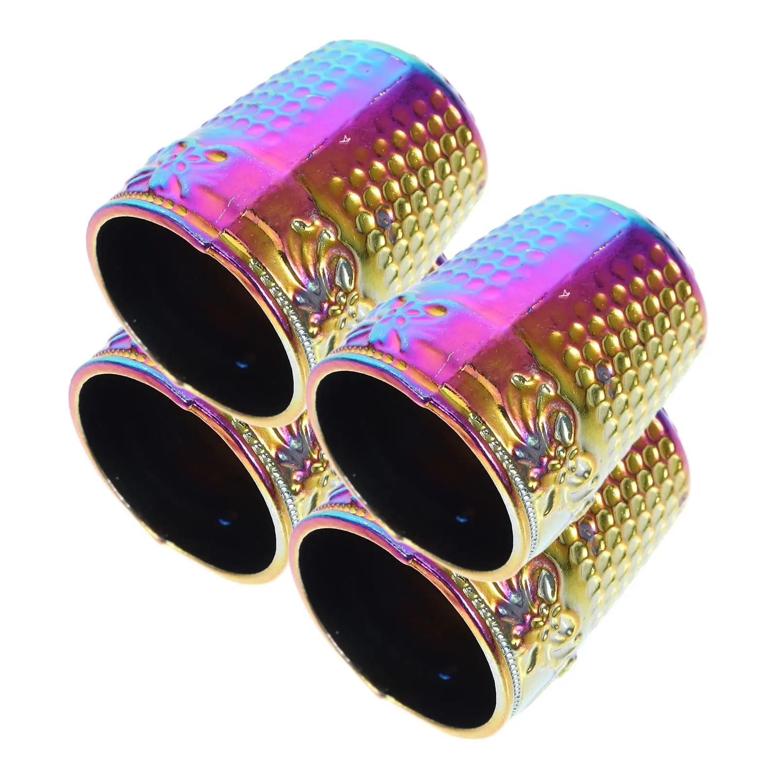 

4pcs Copper Thimbles Hand Embroidery Sewing Tools Quilting Thumb Protectors Knitting Ring Antislip Design Durable