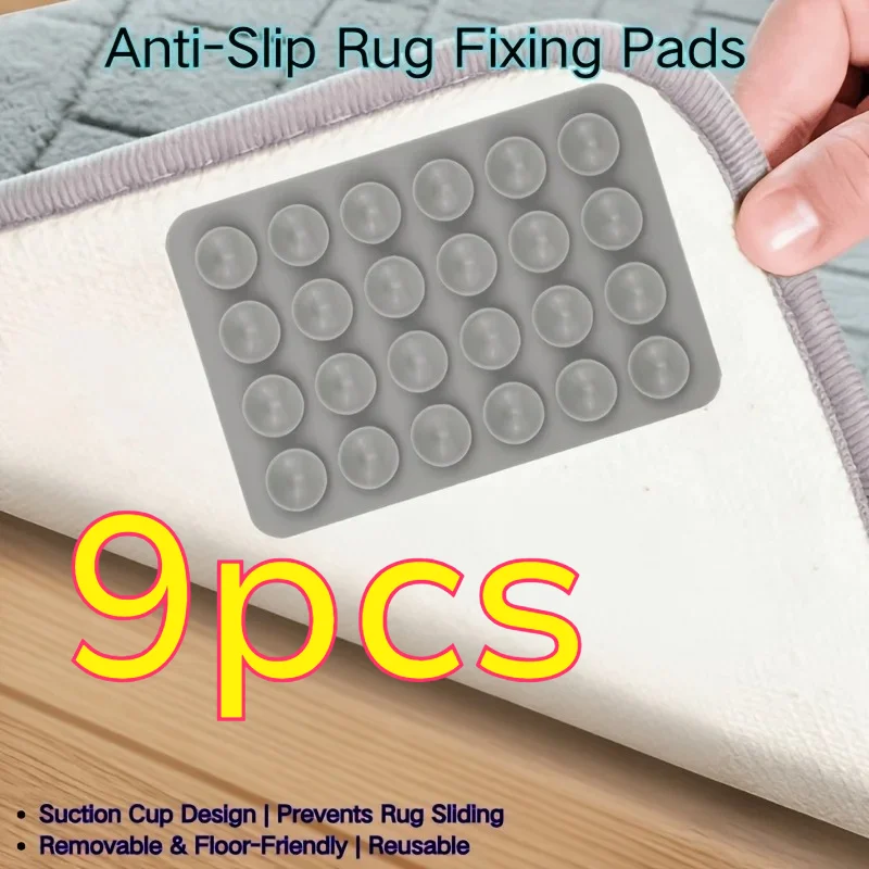 9PCS Rug Gripper Pads, Non-Slip Floor Grips, Prevents Curling & Shifting, for Kitchen/Living/Dorm, Back to School Essential