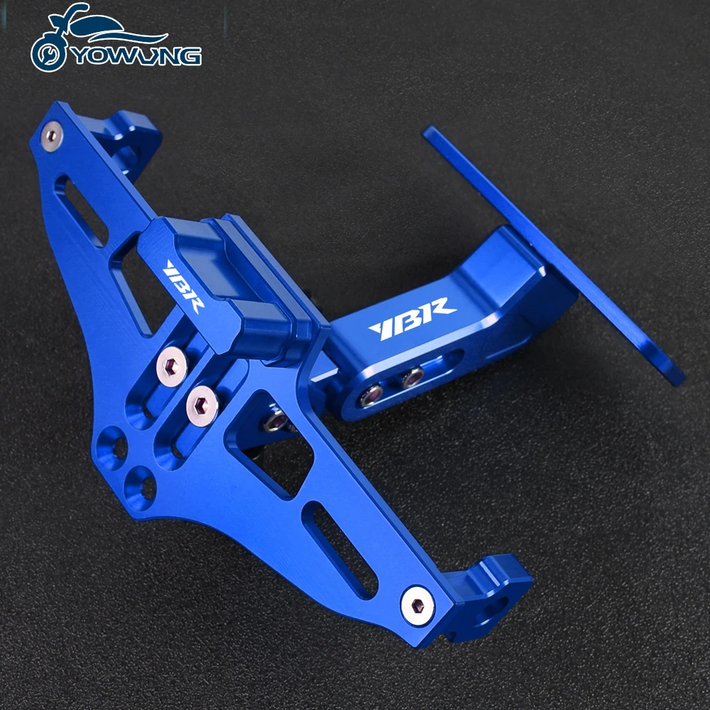 

For yamaha YBR125 YBR250 YBR 125 250 Adjustable CNC Aluminum Bracket License Plate Holder LED Light
